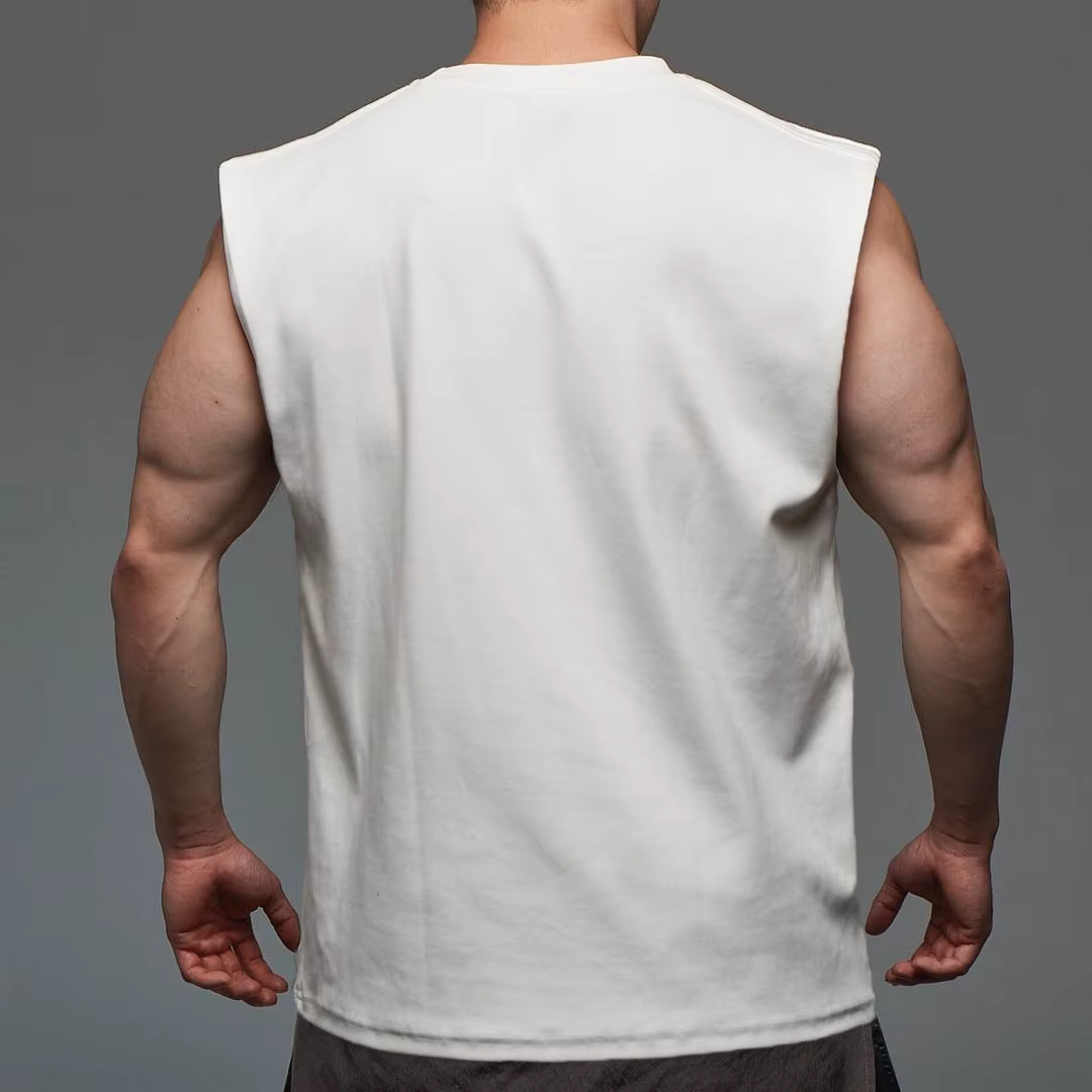 Débardeur à épaules larges pour hommes, haut court décontracté et ample, vêtements d'entraînement, chemise sans manches