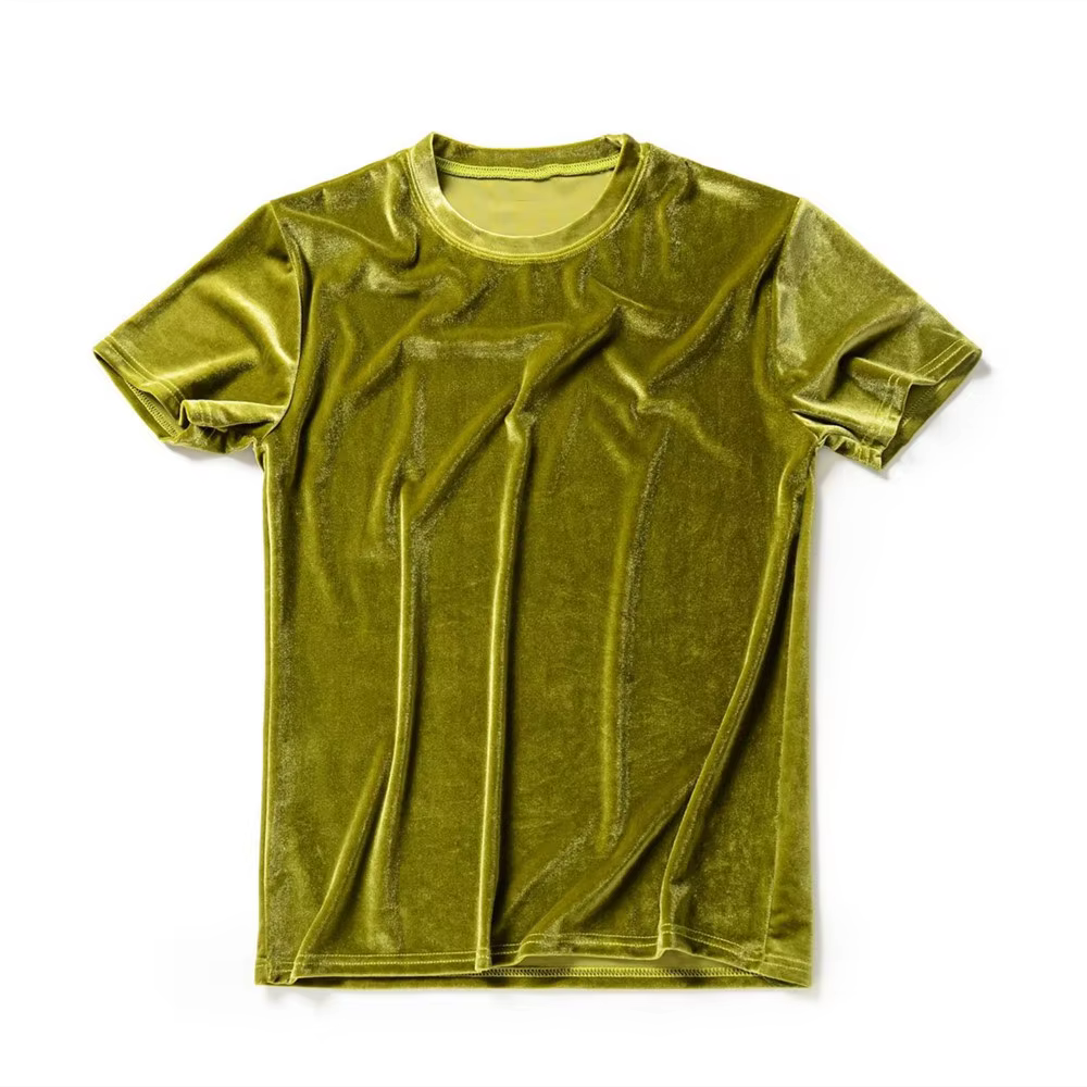 T-shirt vintage en velours à manches courtes
