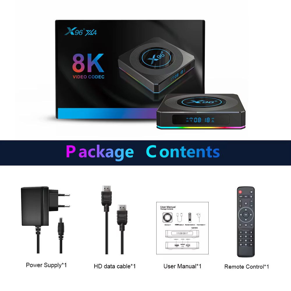 Android 11 TV BOX X96 X4 Amlogic S905X4 Smart 4K 8K 5G double Wifi BT HD 4G 64G 32G AV1 RGB lecteur multimédia décodeur TVBOX