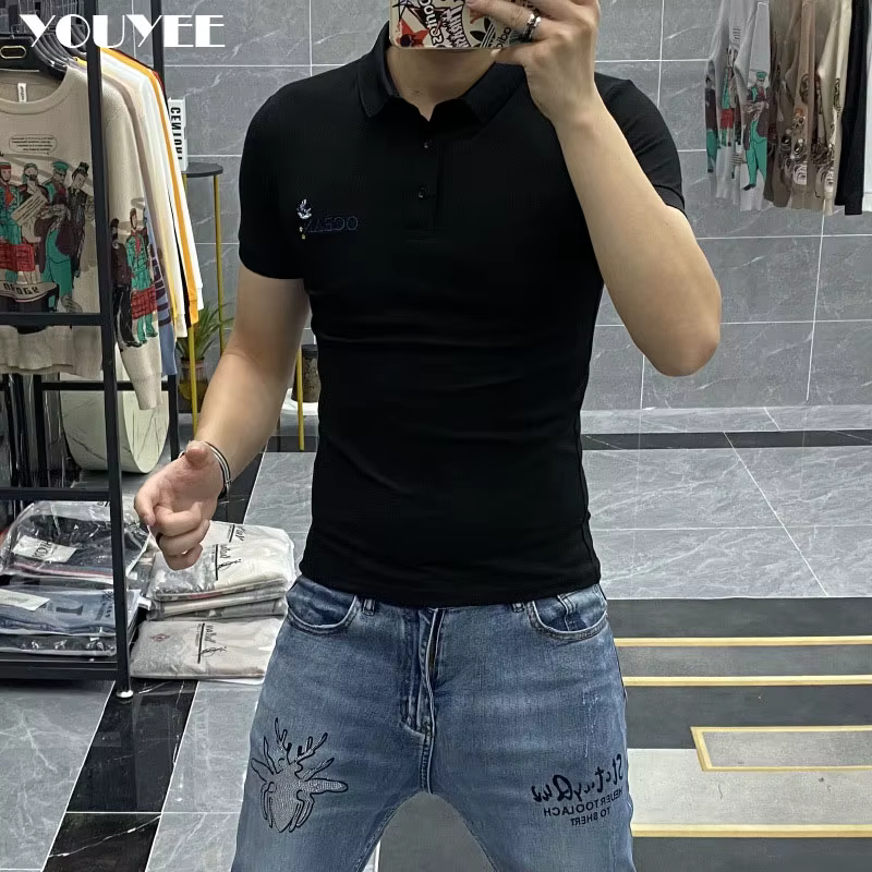 Polo brodé avec lettre injecteur pour homme