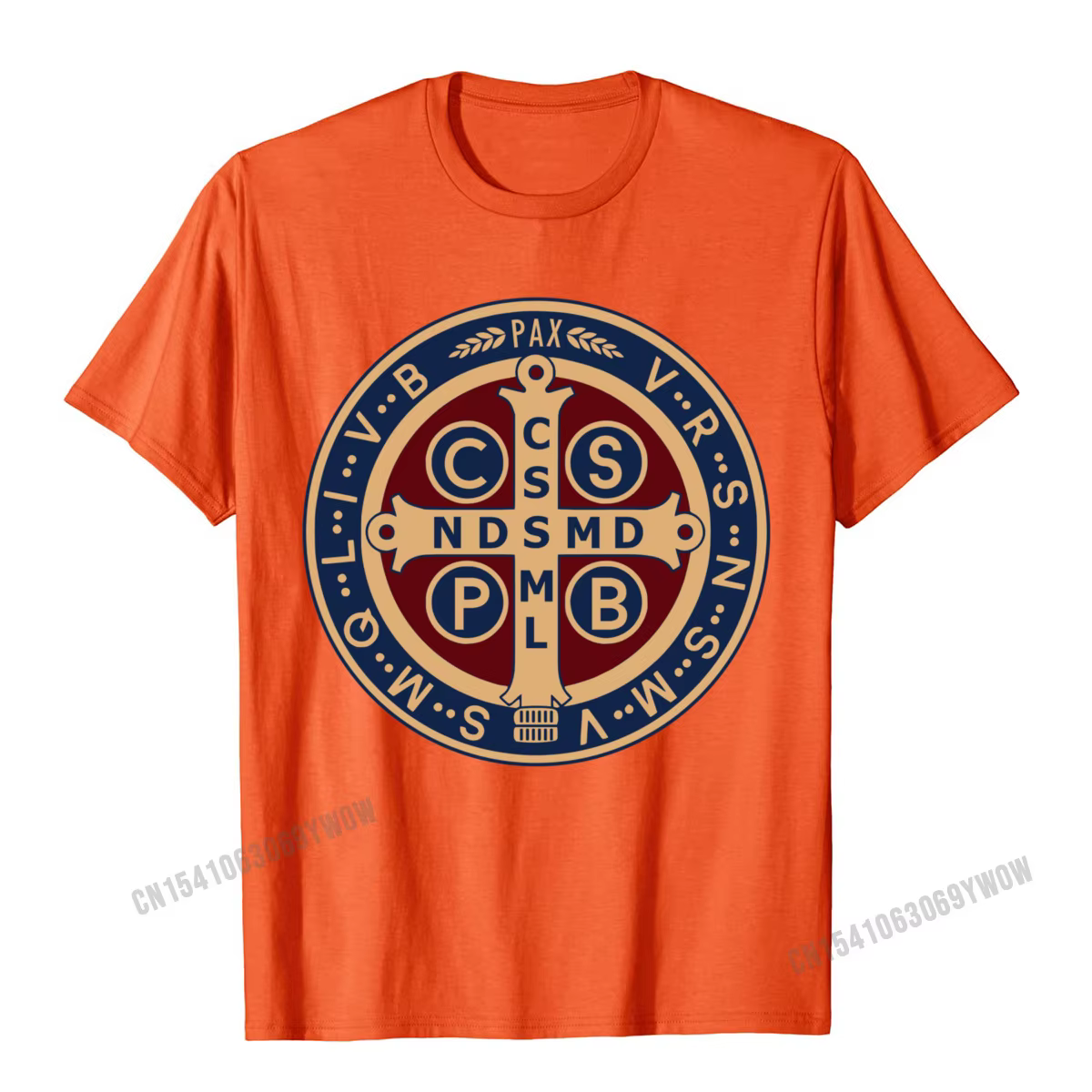 La médaille Saint benoît catholique pull t-shirts Camisas hommes coupe ajustée