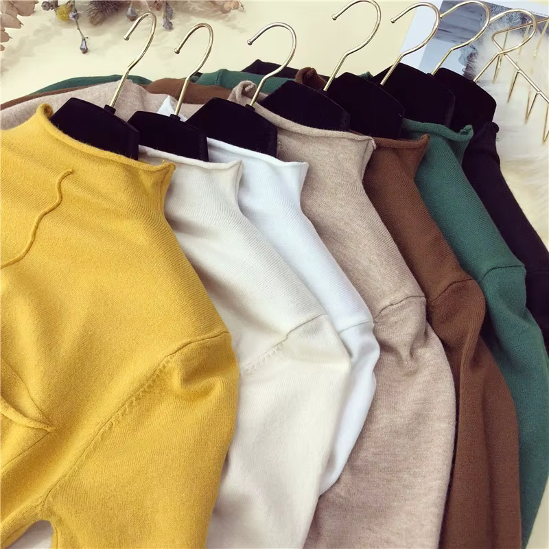 Pull tricoté à demi-manches pour femmes, pull à col roulé, mode coréenne, médicaments, 7 couleurs, printemps, été, 2025