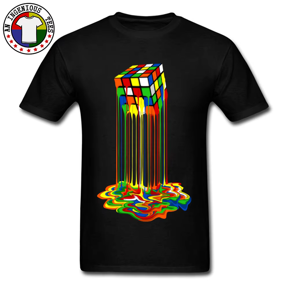 Nouveau T-Shirt Abstraction arc-en-ciel Image fondue pur coton jeune