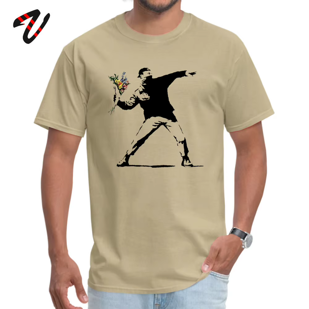 Swag Banksy lanceur de fleurs T-shirts 100% coton tissu hommes t-shirt