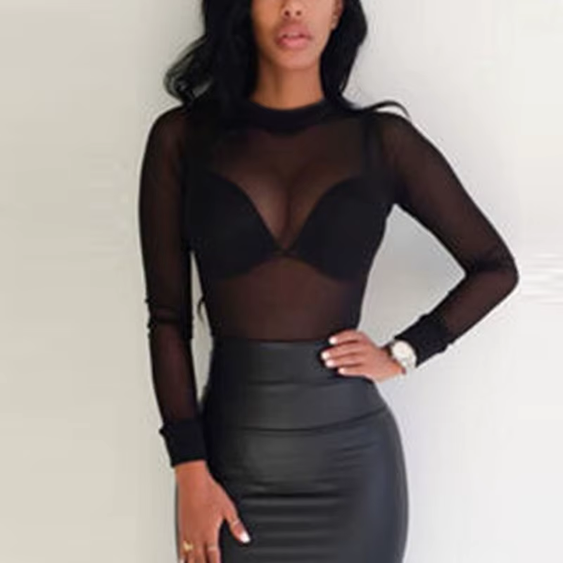 T-Shirt à manches longues et col roulé pour femme