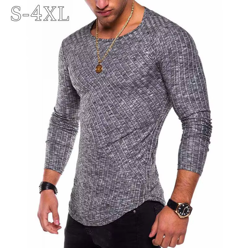 T-shirt Rayé à Manches sulfet Col Rond pour Homme Streetwear