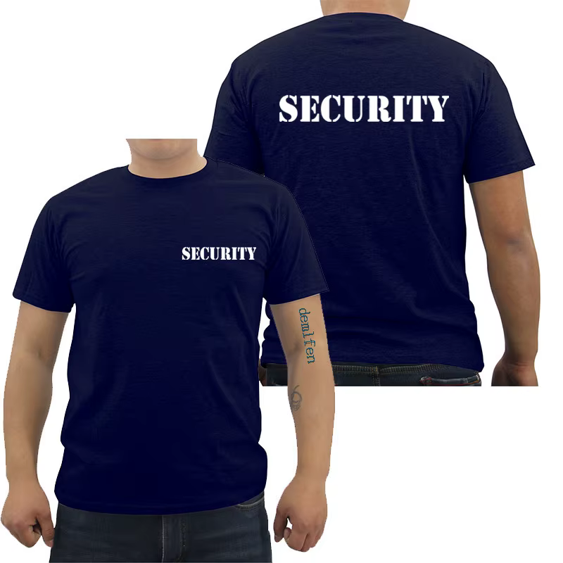 Sécurité hommes T-shirt événement personnel noir Double face haut qualité coton décontracté à manches courtes