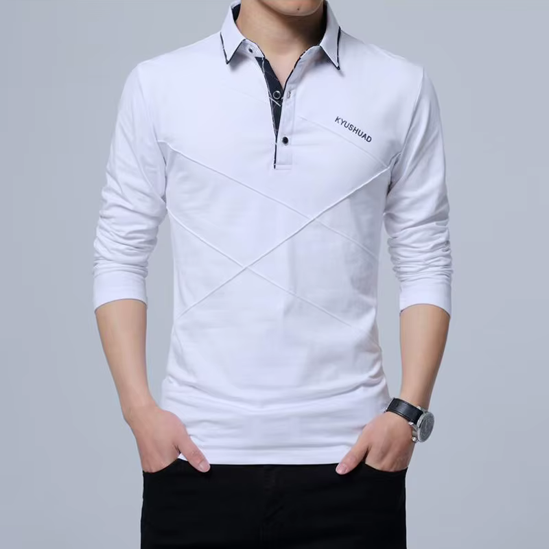 Polo à manches longues en coton pour homme