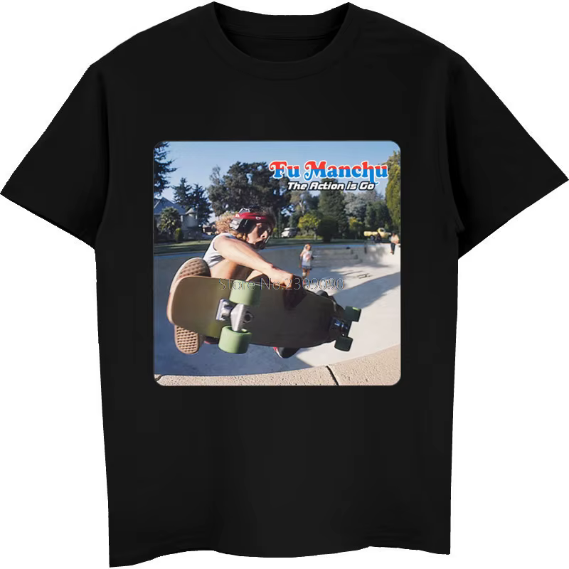 T-shirt Fu Manchu en coton pour homme, streetwear, hip-hop, amusant