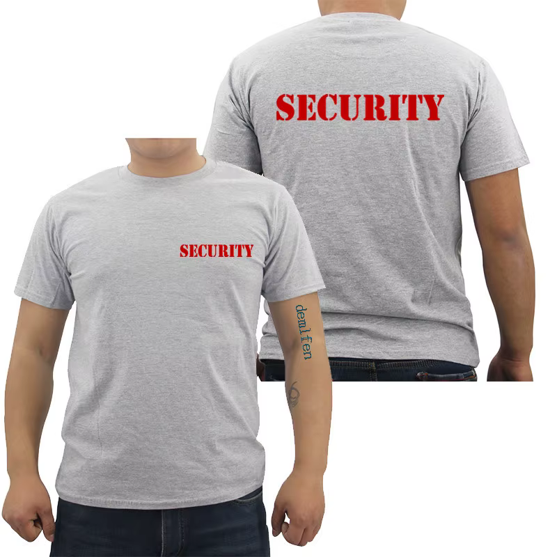 Sécurité hommes T-shirt événement personnel noir Double face haut qualité coton décontracté à manches courtes