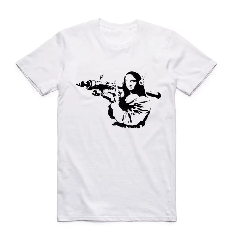 2019 hommes Banksy Design urbain Art T-shirt blanc col rond manches courtes été Hipster Streetwear Cool haut décontracté