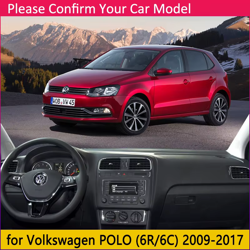 Pour Volkswagen VW POLO 6R 6C 2009 ~ 2017 5 MK5 tapis anti-dérapant tableau de bord couverture Pad parasol Dashmat tapis voiture accessoires 2012 2015