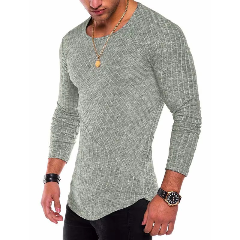 T-shirt Rayé à Manches sulfet Col Rond pour Homme Streetwear