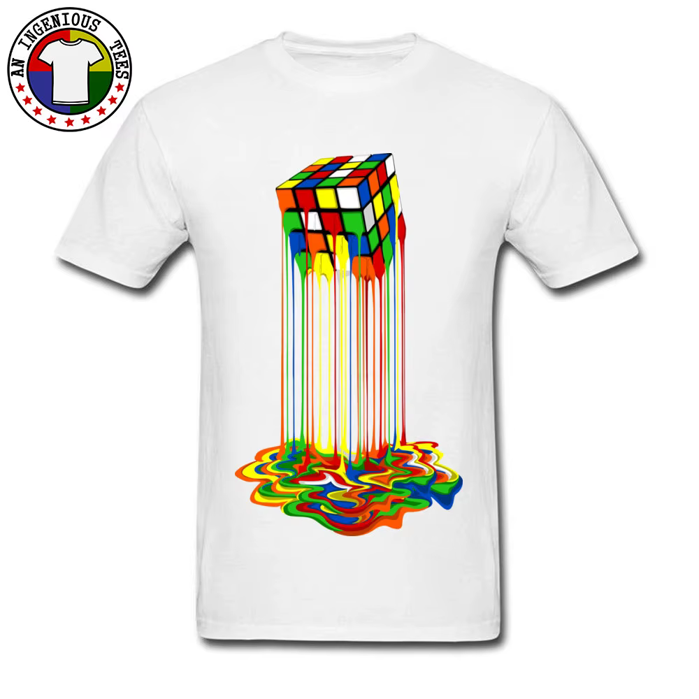 Nouveau T-Shirt Abstraction arc-en-ciel Image fondue pur coton jeune