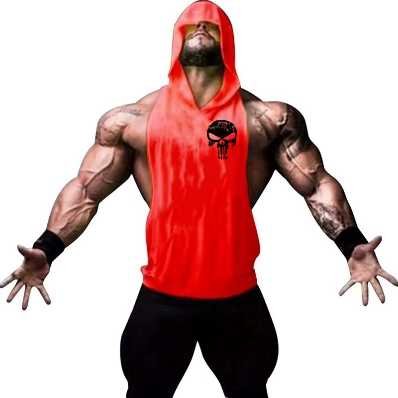Hommes musculation coton crânes débardeur gymnases Fitness gilet à capuche chemise sans manches été décontracté mode entraînement marque vêtements
