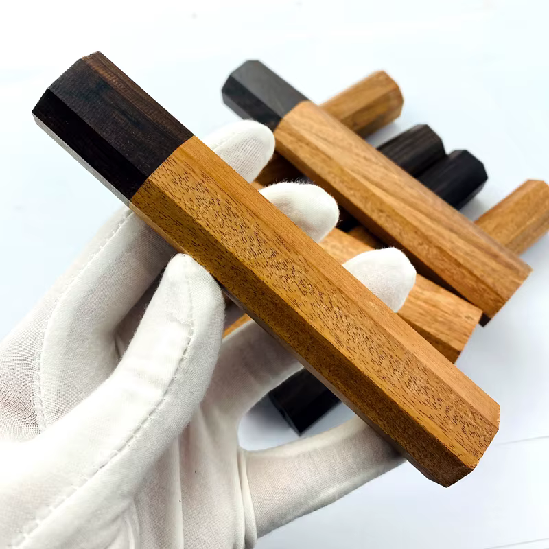 Kibao rouge + manche de couteau octogonal en ébène, pour bricolage, manche de couteau de cuisine de Style japonais, manche de couteau cru de poisson 1 pièce