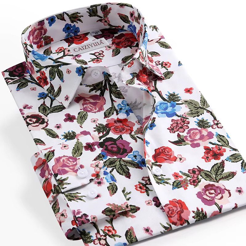 Chemise à imprimé floral pour hommes