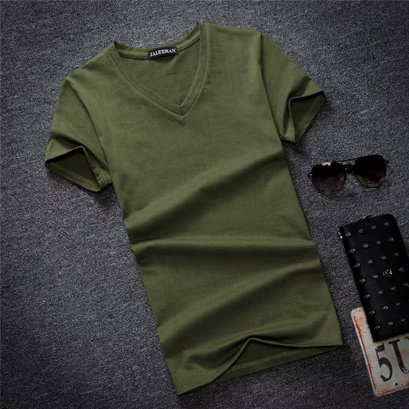 T-Shirt à Manches Courtes et Col en V pour Homme