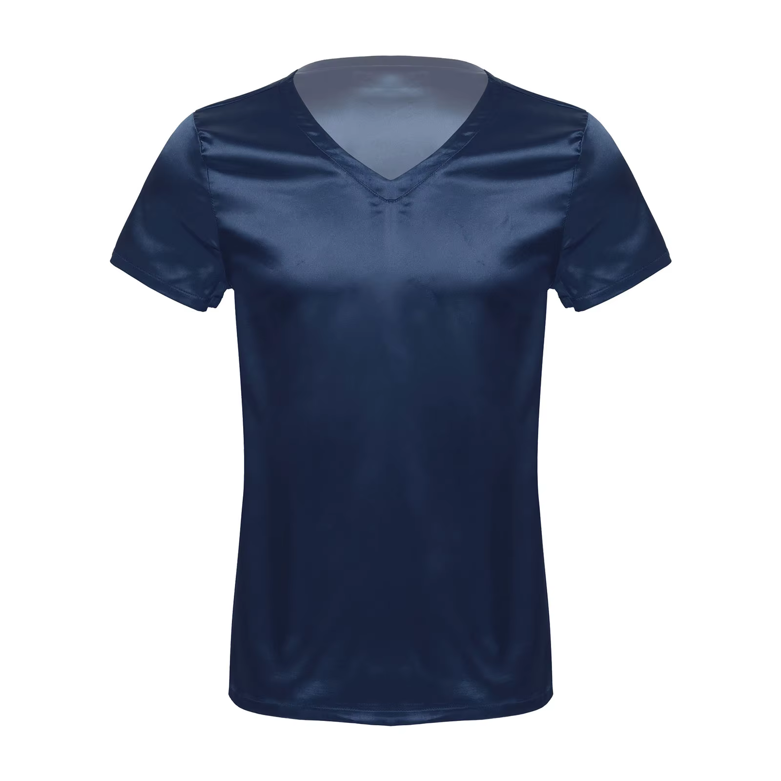 Iiniim-T-Shirt en Satin à Manches Courtes et Col en V pour Homme