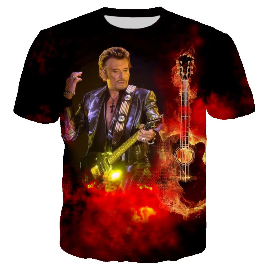 T-shirt de chanteur de Rock Johnny Hallyday T-shirts imprimés en 3D pour hommes et femmes