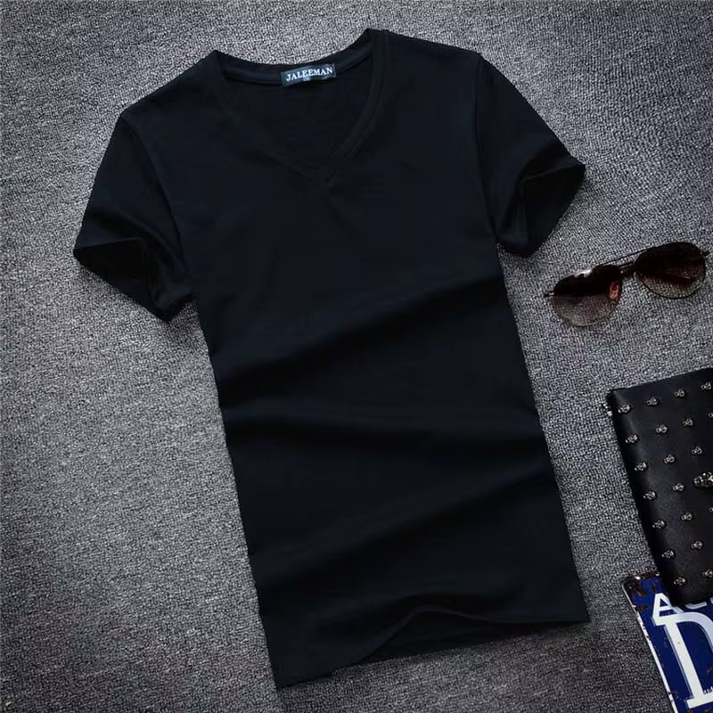 T-Shirt à Manches Courtes et Col en V pour Homme