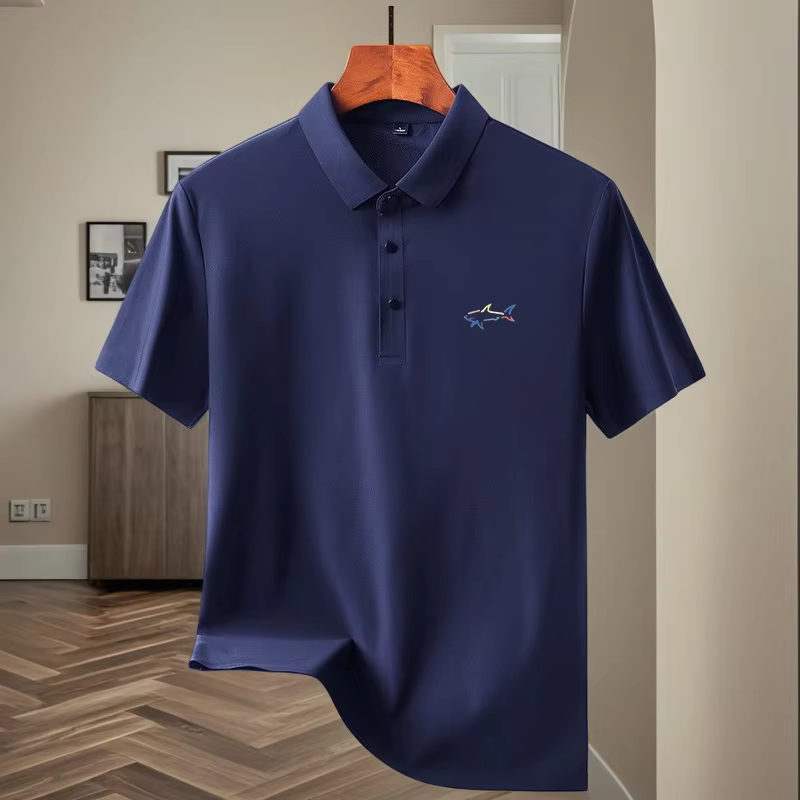 Polo homme à manches courtes, design imprimé tendance, haut d'été, nouveau, frais et respirant, couleur unie, décontracté, t-shirt en soie glacée