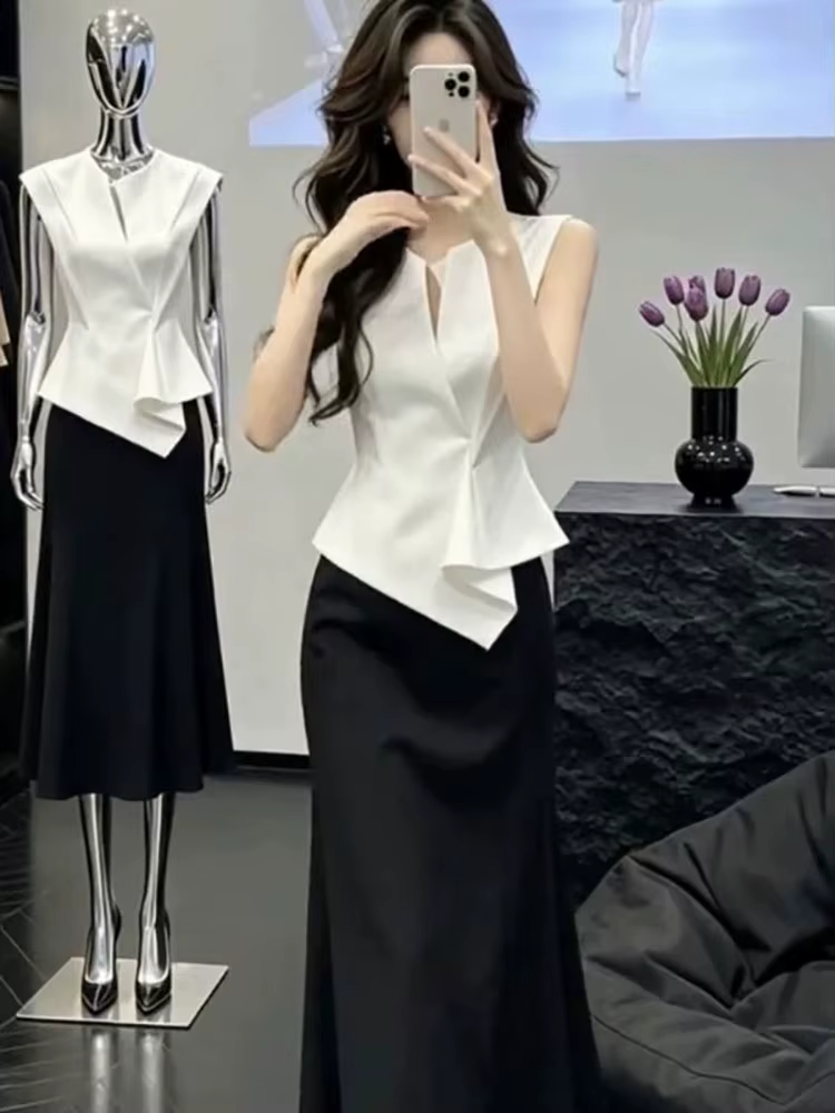 T-shirt sans manches de luxe style français pour femme