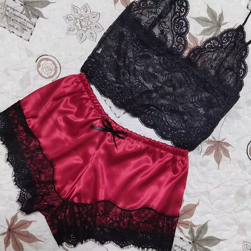 Ensembles de pyjama Pyjamas sexy pour femmes 2 pièces Top Shorts Ensemble Vêtements de nuit