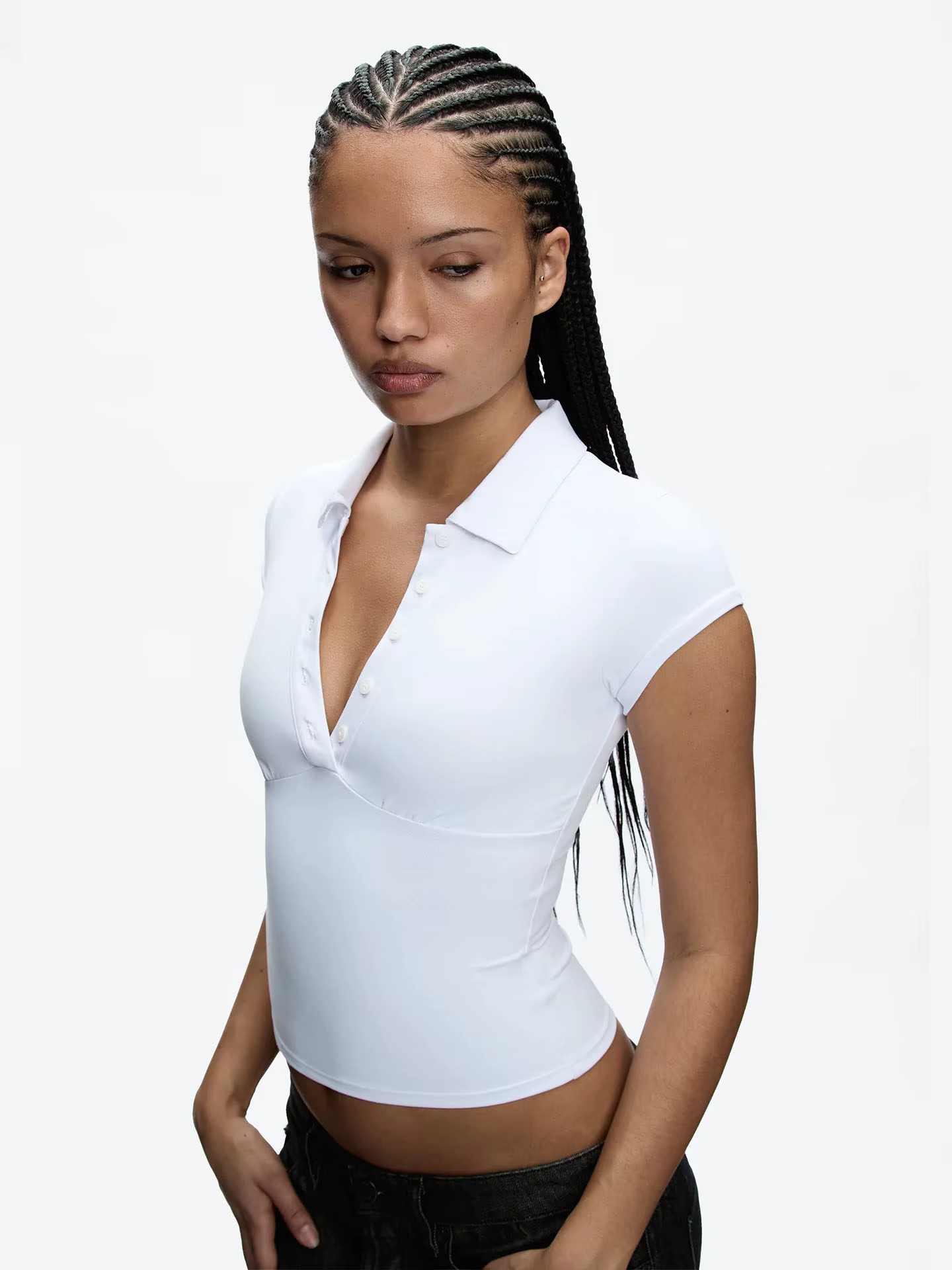 Polo blanc Tank à manches courtes