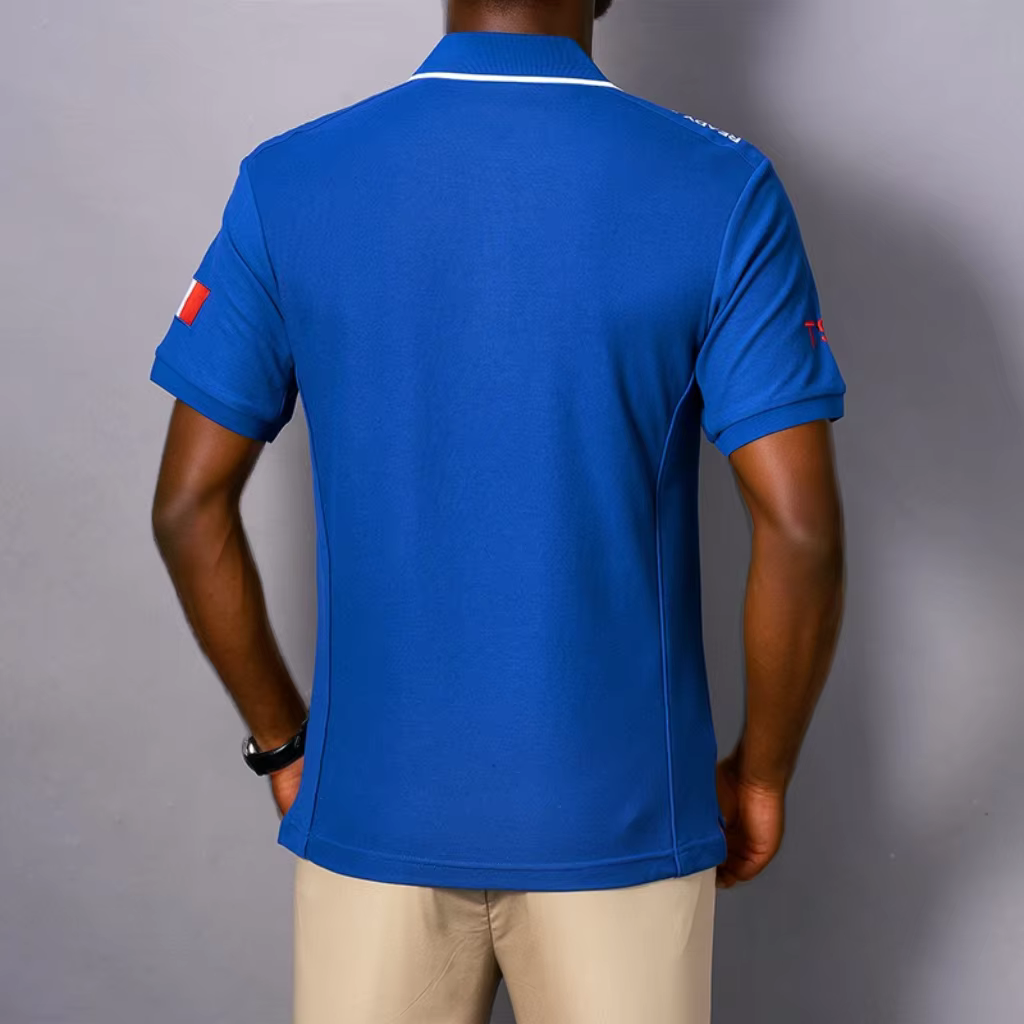 Nouveau Polo d'été pour Homme – Qualité Supérieure pour Fans de Football Français – Broderie Manches Courtes – Bleu Ample – Col Sport Golf – T-shirts