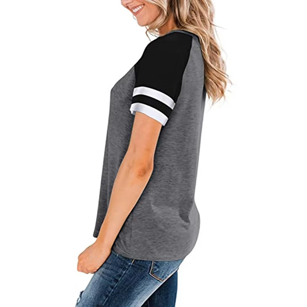 Nouveauté été 2026 pour femmes : T-shirt décontracté à manches raglan rayé – Tissu doux
