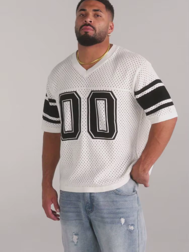 Américain 00 chemise T-shirt hommes sport fitness séchage rapide respirant grande maille imprimé manches courtes col en v t