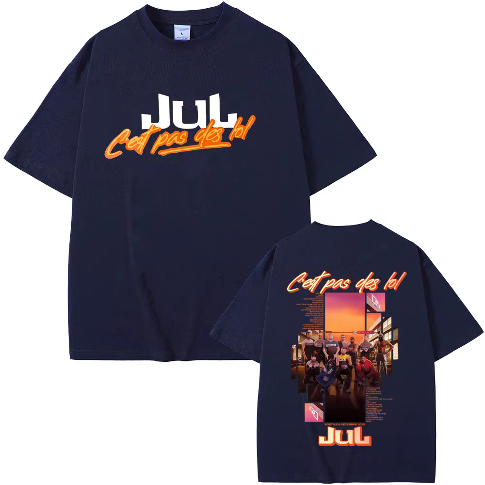 Rappeur Jul Album de musique Tour du monde 2025 T-shirt hommes femmes Hip Hop surdimensionné à manches courtes t-shirts mâle mode Vintage Streetwear
