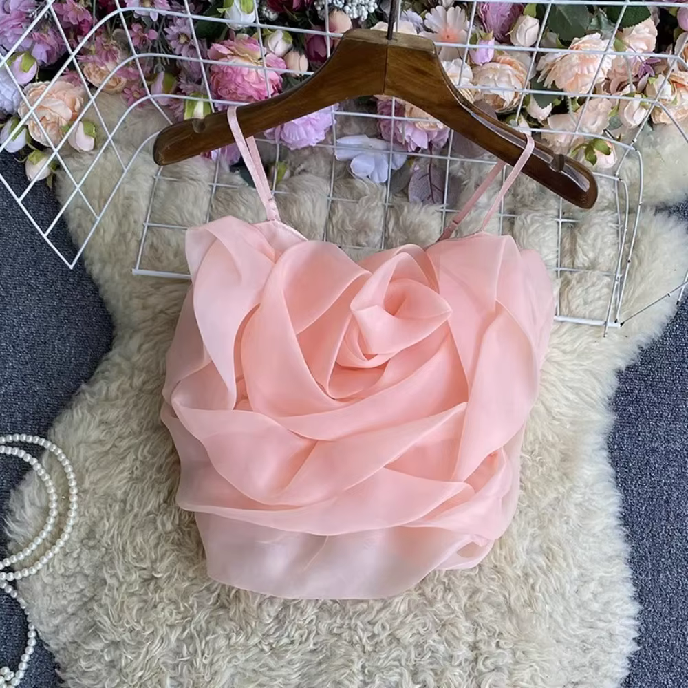 Haut en tulle à bretelles spaghetti pour femme