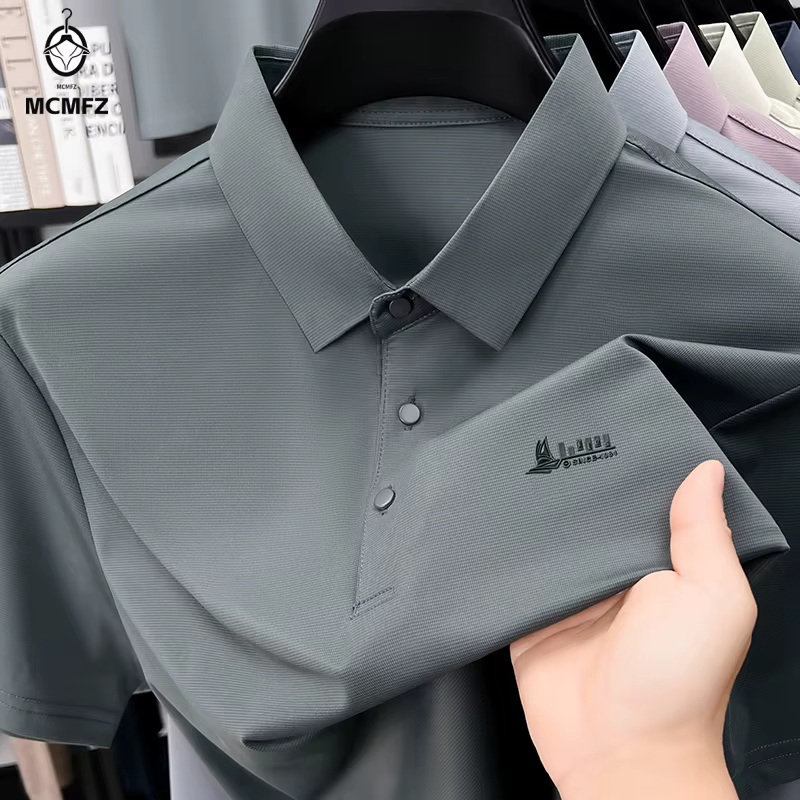 Polo décontracté pour hommes, t-shirt à manches courtes, hauts élastiques pour le travail, le bureau, la tenue quotidienne, chemisier d'été respirant