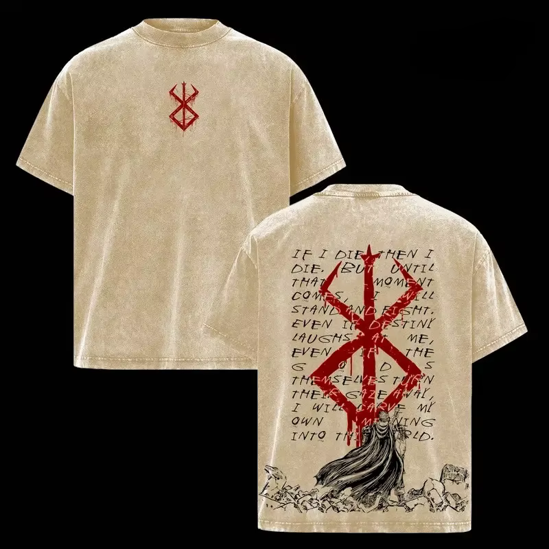 Berserk Guts Anime imprimé t-shirt hommes femmes lavé coton T-shirts Manga Vintage