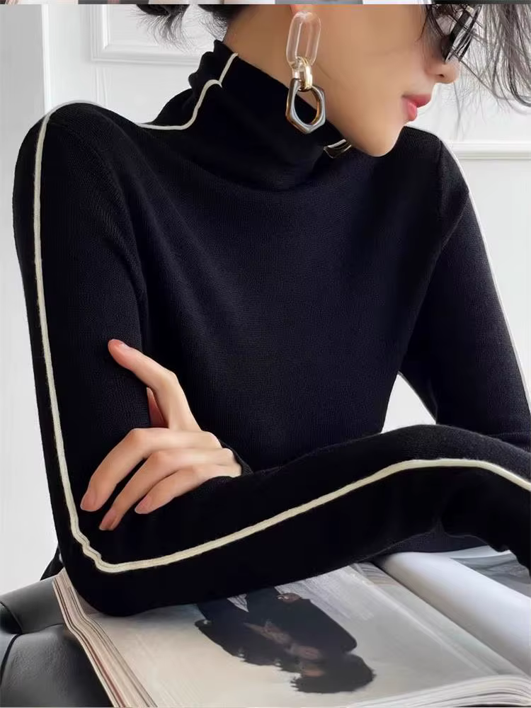 Mode col haut T-shirt femmes automne hiver