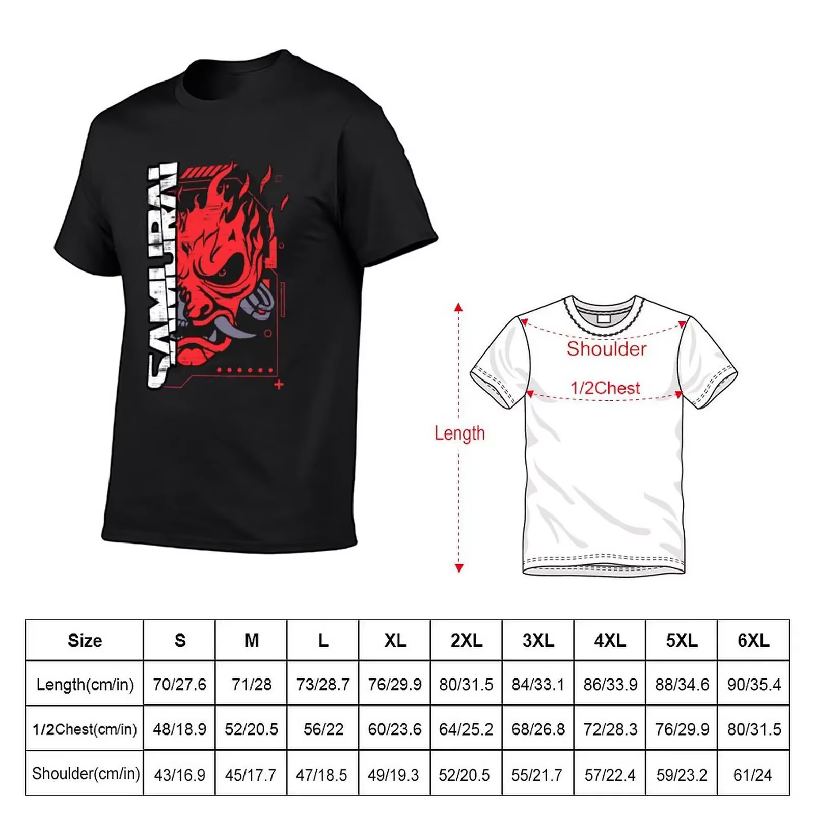 T-shirt de groupe de rock samouraï surdimensionné pour homme