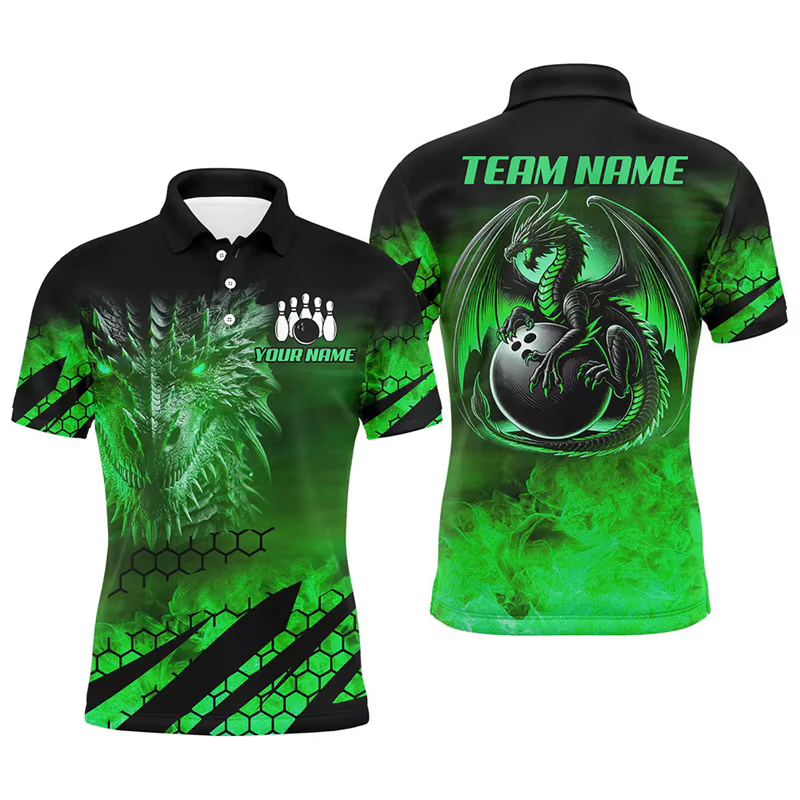 Tendance Bowling graphique 3D imprimé polos mode d'été nom personnalisé nom de l'équipe hommes Polo décontracté séchage rapide uniformes d'équipe