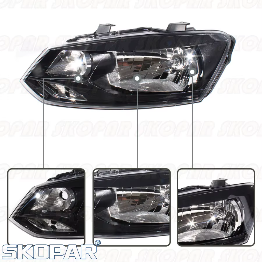 Pour VW Polo berline 2010 2011 2012 2013 2014 2015 2016 2017 accessoires de voiture phare halogène avant phare avec moteur