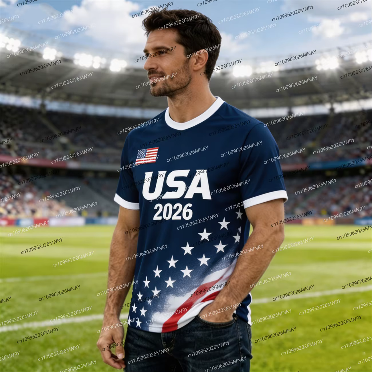T-shirt d'homme avec emblème du drapeau américain 2026