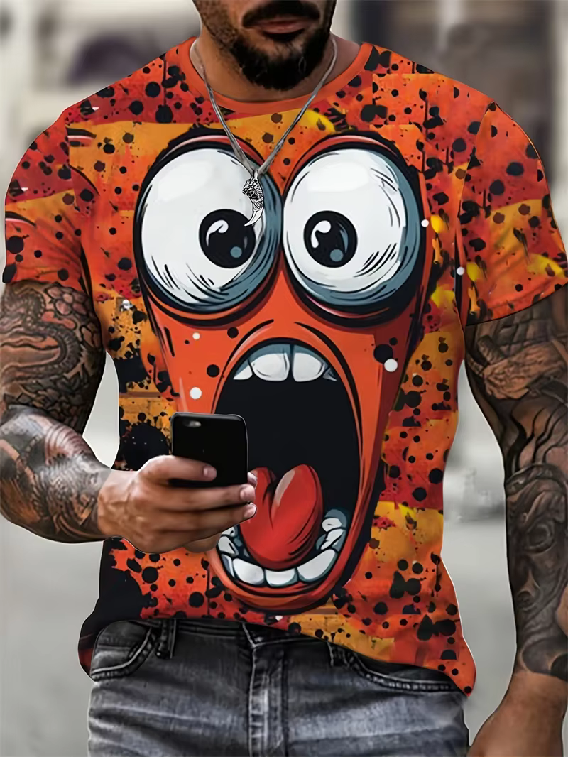 T-shirt pour homme avec imprimé visage amusant