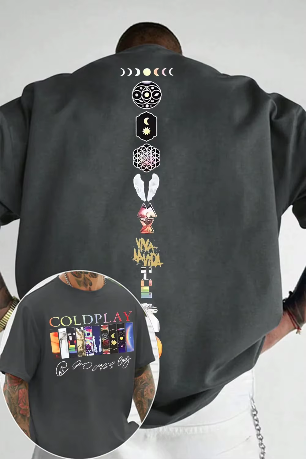 T-shirt unisexe tendance en coton à manches courtes et col rond pour homme et femme, coupe ample, idéal pour l'été – Édition limitée Cold-plays