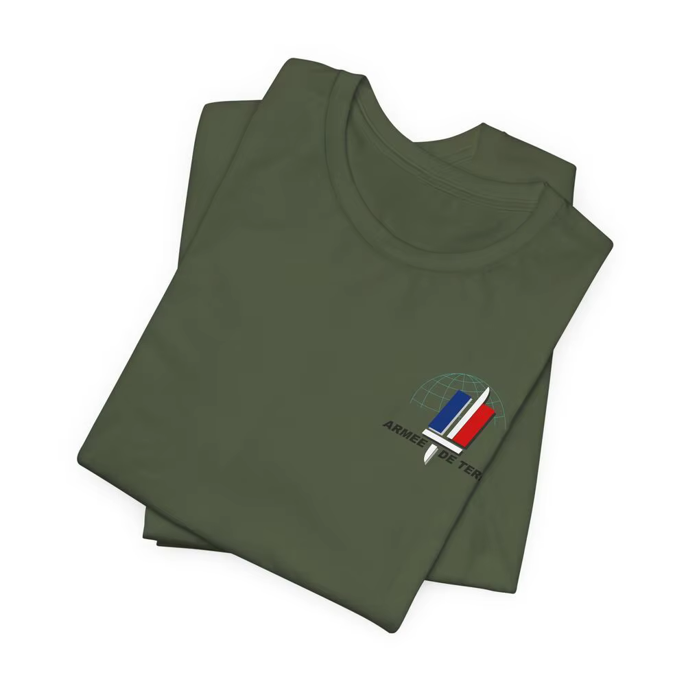 T-shirt Manches Courtes 100% Coton, Décontracté, Armée Française, Terre