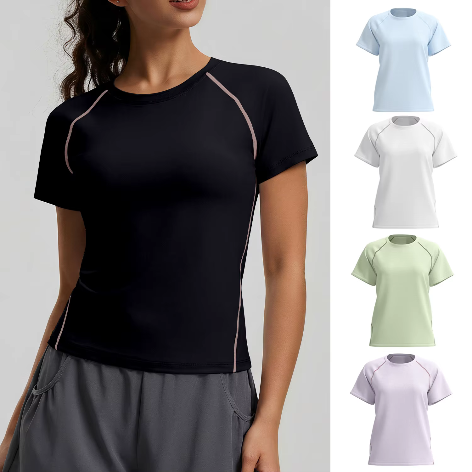 Nouveau T-shirt de sport pour femme : Col rond