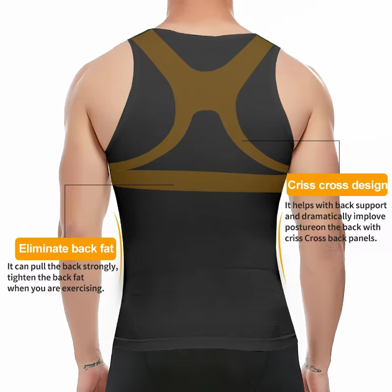 Hommes minceur corps Shaper Shapewear Abs ventre Compression chemise pour cacher la gynécologie Moobs entraînement débardeurs sous-vêtements