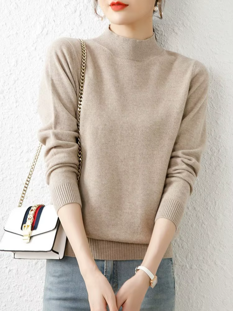 Automne hiver bas col roulé chandails femmes mode Chic Pull mince à manches longues tricoté Pulls doux chaud