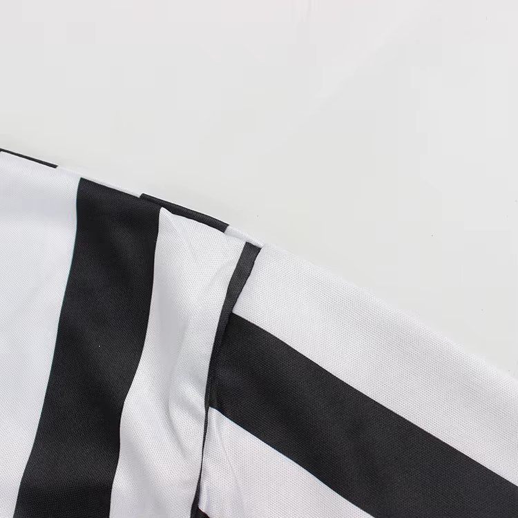 Nouveau T-shirt d'arbitre à col à revers côtelé rayé noir et blanc pour hommes et femmes