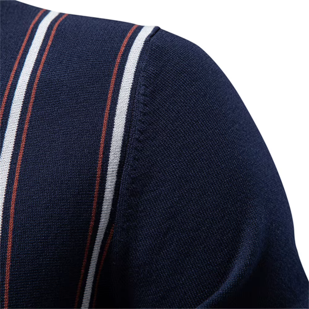 Polo Homme AIOPESON Style Old Money à Rayures Manches Courtes Tissu Doux Respirant Élégant Décontracté