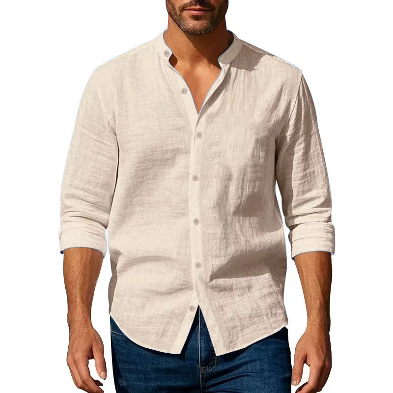 Chemise en coton et lin pour hommes